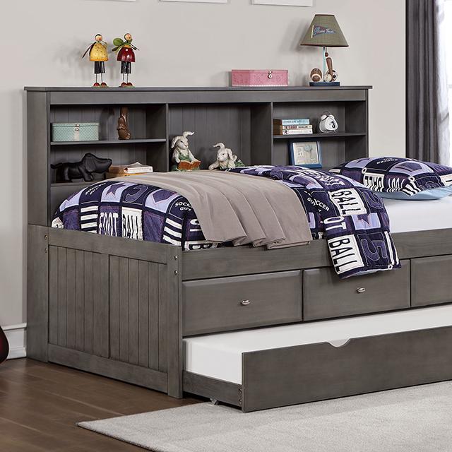 TIBALT Twin DayBed w/ Trundle, Dark Gray - Furniture Center (NY)