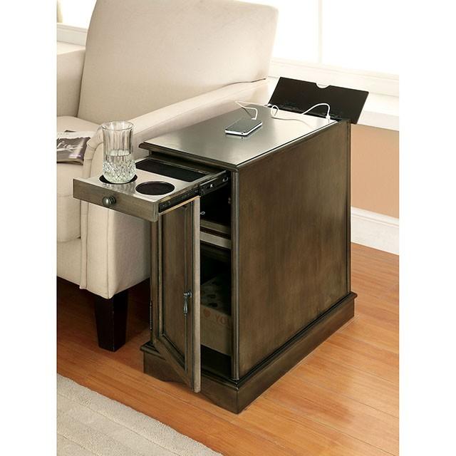 LILITH I Cherry Side Table w/ USB - Furniture Center (NY)