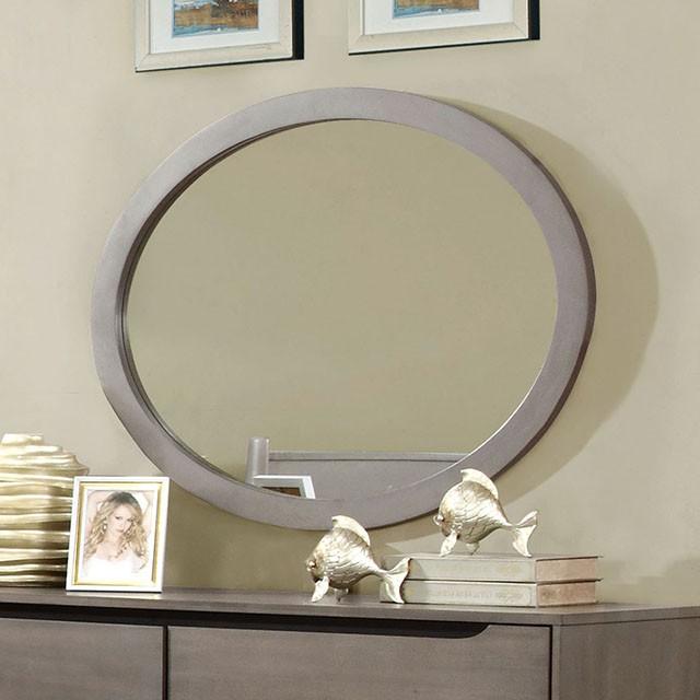 Lennart Gray Oval Mirror - Furniture Center (NY)