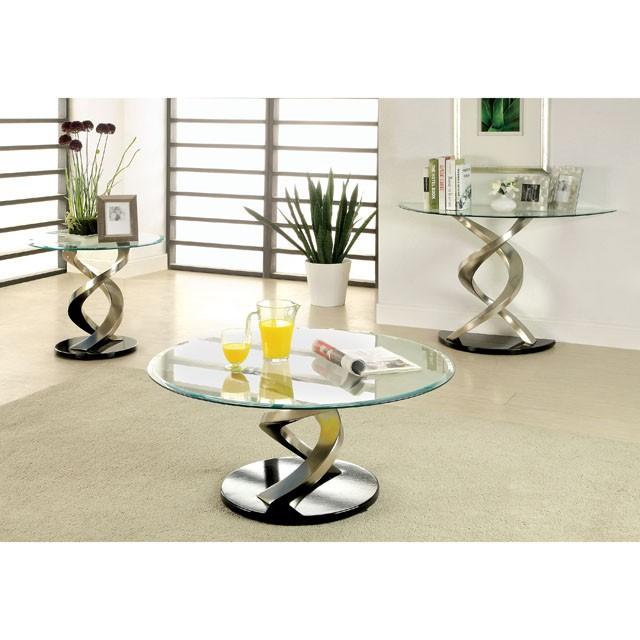NOVA Satin Plated/Black End Table - Furniture Center (NY)