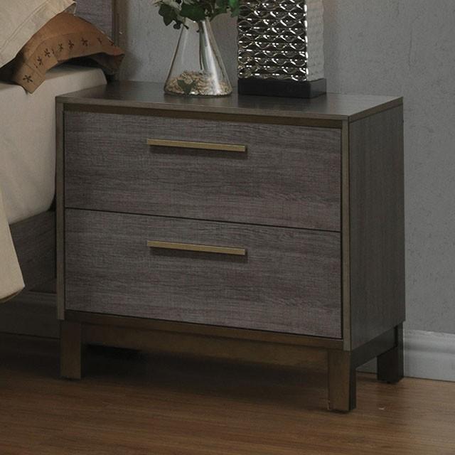 MANVEL Two-Tone Antique Gray Night Stand - Furniture Center (NY)