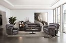 JOSIAS Sofa, Dark Gray Leatherette - Furniture Center (NY)
