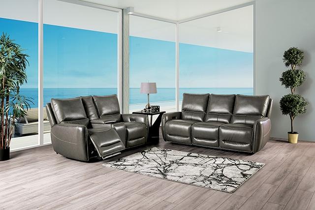 PHINEAS Power Recliner, Gray - Furniture Center (NY)