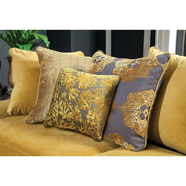 Viscontti Gold/Gray Sofa, Gold - Furniture Center (NY)