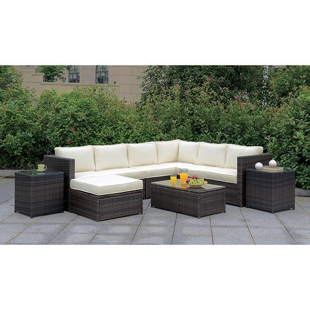 Ilona Brown/Beige Ottoman - Furniture Center (NY)