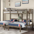 HORTENSE Triple Twin Bunk Bed, W. Gray