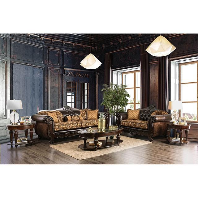 Quirino Tan/Dark Brown Sofa - Furniture Center (NY)
