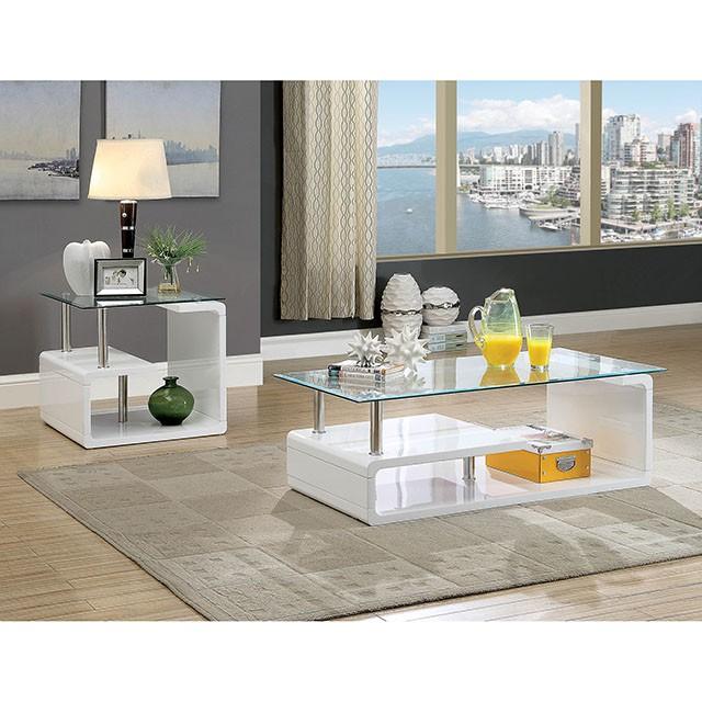 Torkel White/Chrome End Table - Furniture Center (NY)