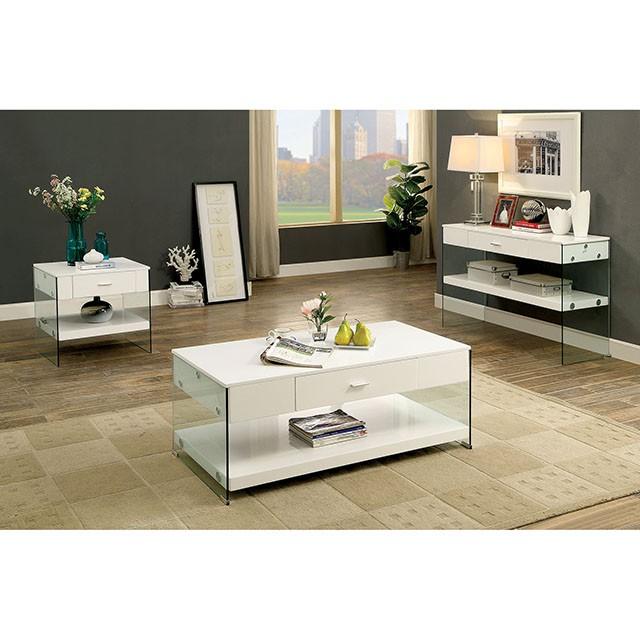 Raya White Sofa Table, White - Furniture Center (NY)
