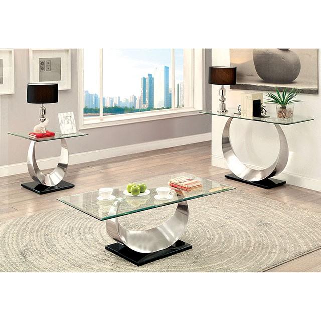 ORLA II Satin Plated/Black End Table - Furniture Center (NY)