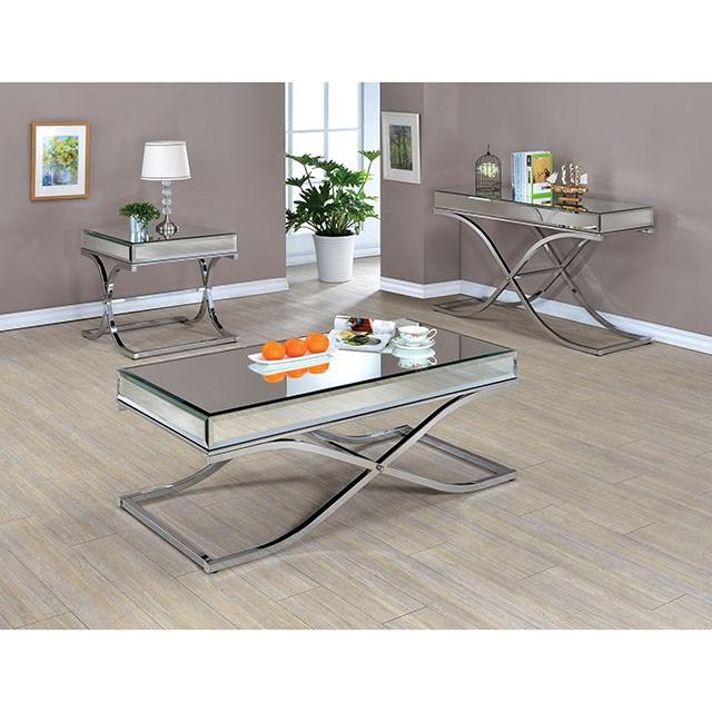 SUNDANCE Chrome Sofa Table, Chrome - Furniture Center (NY)