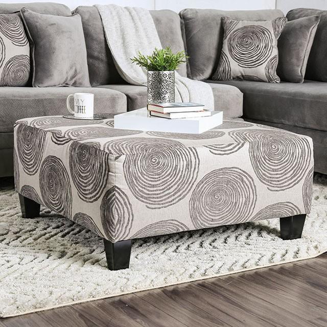 Bonaventura Gray/Pattern Ottoman - Furniture Center (NY)