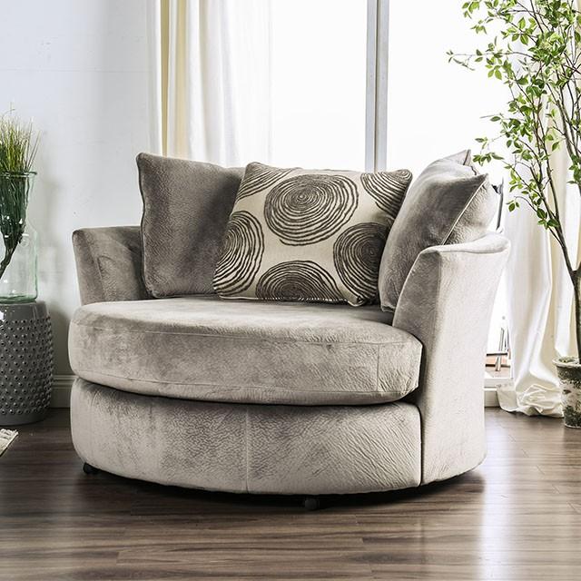 Bonaventura Gray/Pattern Swivel Chair - Furniture Center (NY)