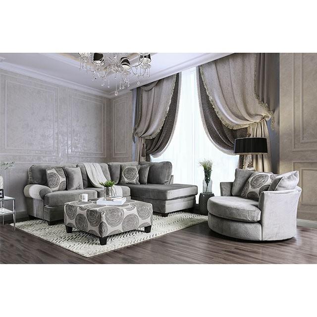 Bonaventura Gray/Pattern Swivel Chair - Furniture Center (NY)