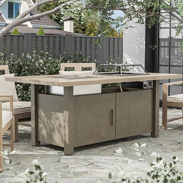 Bordeaux Dining Table w/ Fire Pit & Cooler - Furniture Center (NY)