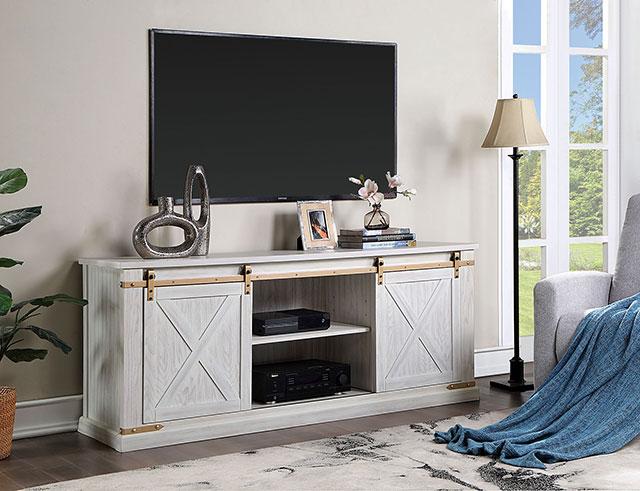 BORREGO TV Stand, Antique White - Furniture Center (NY)