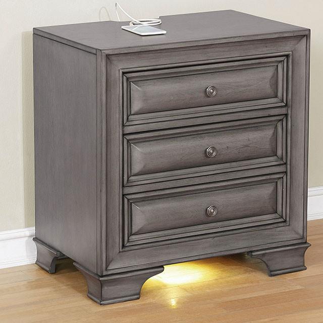Brandt Gray Night Stand - Furniture Center (NY)