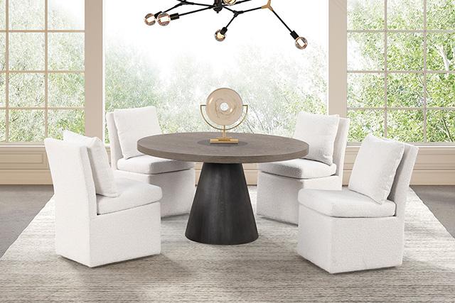 Broager 5 Pc Dining Table Set (Light Gray Caster Chairs) - Furniture Center (NY)