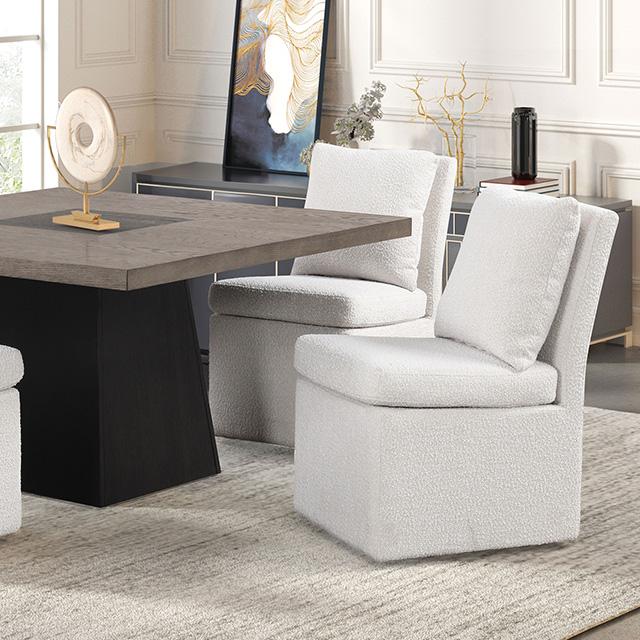 Broager 5 Pc Dining Table Set (White Caster Chairs) Walnut - Furniture Center (NY)