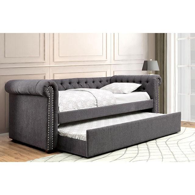 LEANNA Gray Daybed w/ Trundle, Gray - Furniture Center (NY)