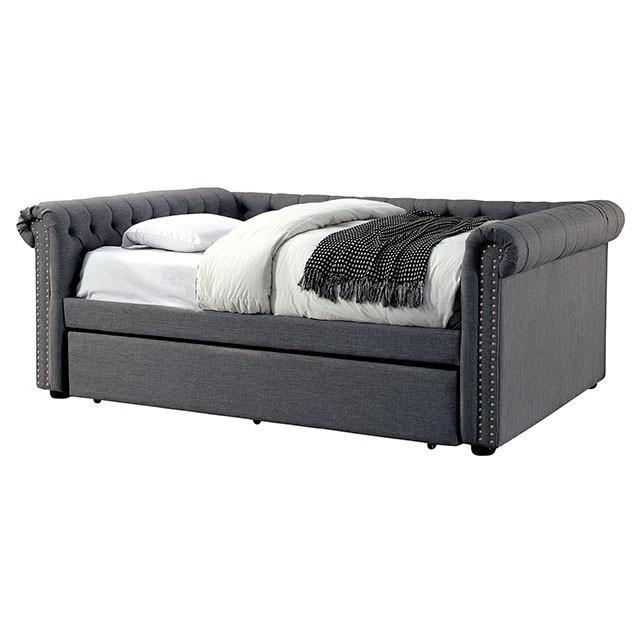 LEANNA Gray Full Daybed w/ Trundle, Gray - Furniture Center (NY)