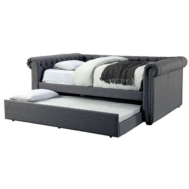 LEANNA Gray Daybed w/ Trundle, Gray - Furniture Center (NY)