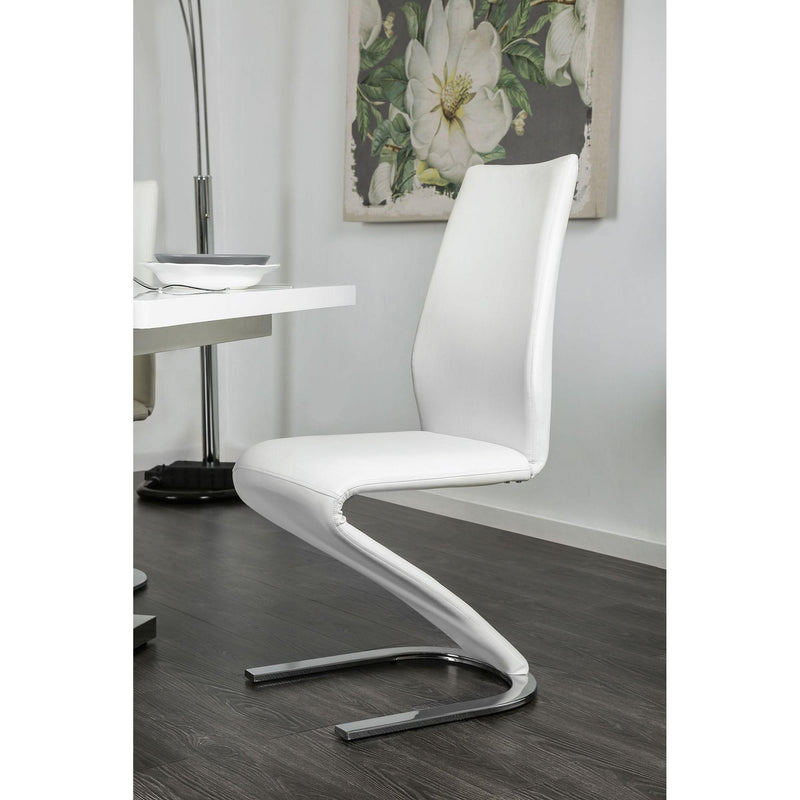 Midvale White/Chrome Side Chair (2/CTN) - Furniture Center (NY)