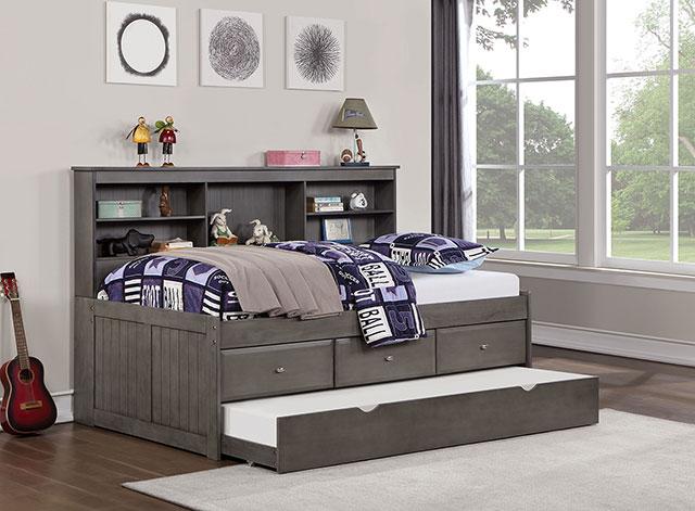 TIBALT Twin DayBed w/ Trundle, Dark Gray - Furniture Center (NY)