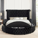 SANSOM E.King & Queen Bed, Black, Blue, & Grey