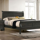 Louis Philippe E.King Bed Black, Cherry, & Gray - Furniture Center (NY)