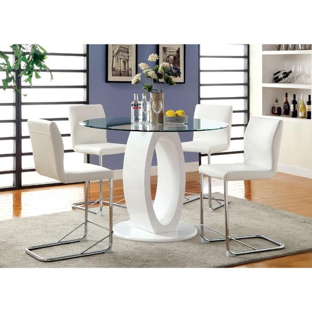 LODIA II White Round Counter Ht. Table - Furniture Center (NY)