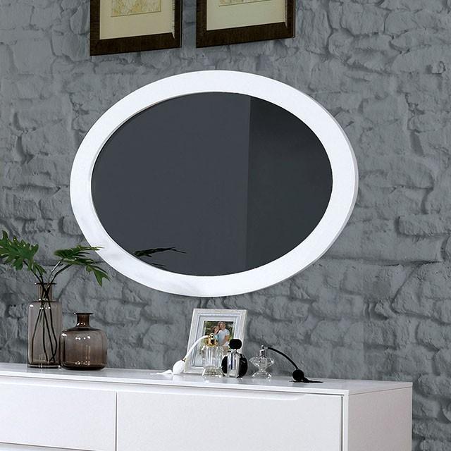 LENNART II White Oval Mirror - Furniture Center (NY)