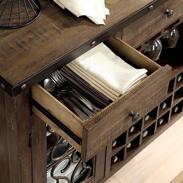 PAULINA Rustic Walnut Server - Furniture Center (NY)