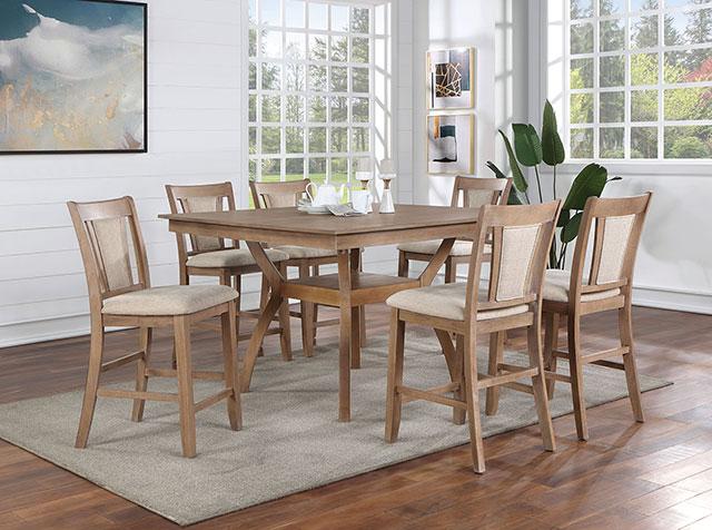 UPMINSTER Counter Ht. Table, Natural Tone - Furniture Center (NY)