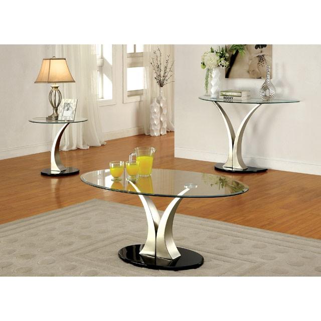 VALO Satin Plated/Black End Table - Furniture Center (NY)