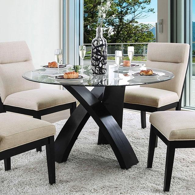 Jasmin Black/White Round Dining Table - Furniture Center (NY)