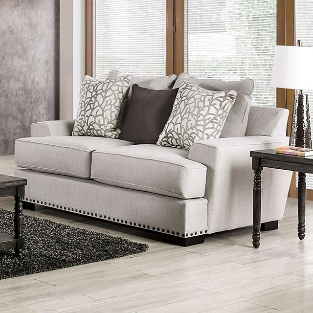 PICOTEE Loveseat, Light Gray/Black - Furniture Center (NY)