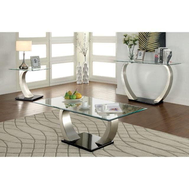 ROXO Satin Plated/Black Coffee Table - Furniture Center (NY)