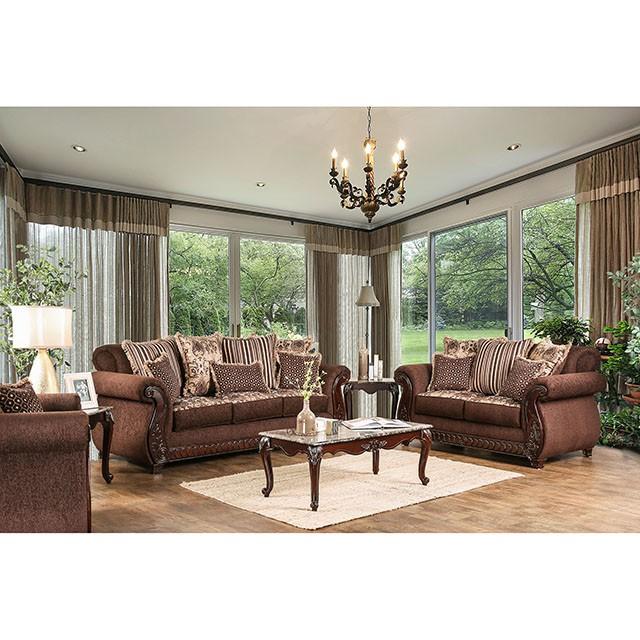 TABITHA Brown Love Seat, Brown - Furniture Center (NY)