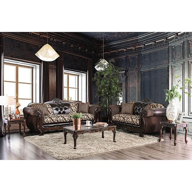 Quirino Light Brown/Dark Brown Sofa - Furniture Center (NY)
