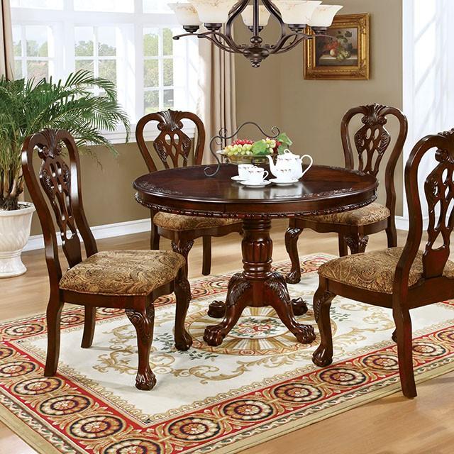 Elana Brown Cherry Round Dining Table - Furniture Center (NY)