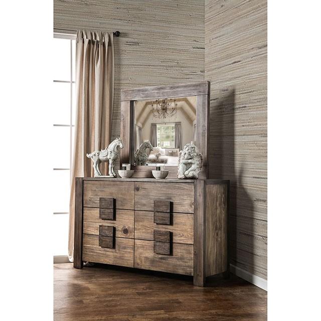 AVEIRO Rustic Natural Tone Mirror - Furniture Center (NY)