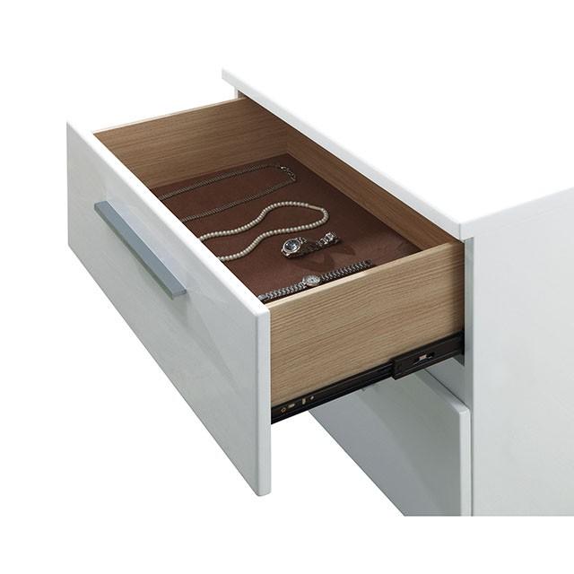 CLEMENTINE Glossy White Night Stand - Furniture Center (NY)