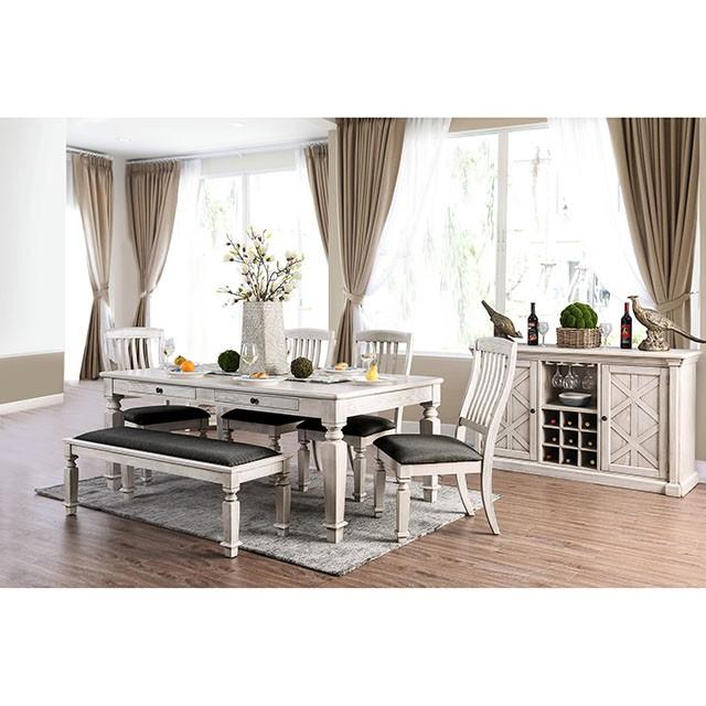 Georgia Antique White/Gray Bench - Furniture Center (NY)