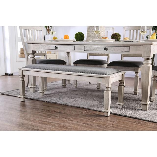 Georgia Antique White/Gray Bench - Furniture Center (NY)