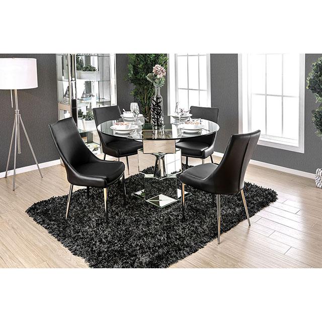 Izzy Silver/Black Side Chair, Black (2/CTN) - Furniture Center (NY)