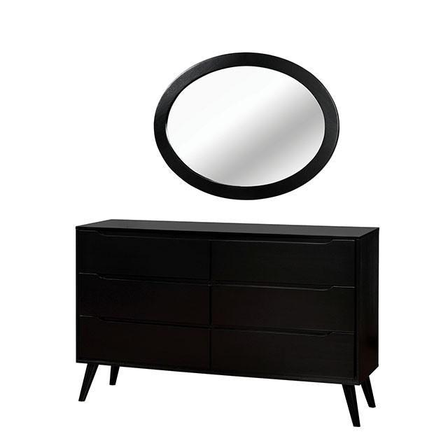 LENNART II Black Oval Mirror - Furniture Center (NY)