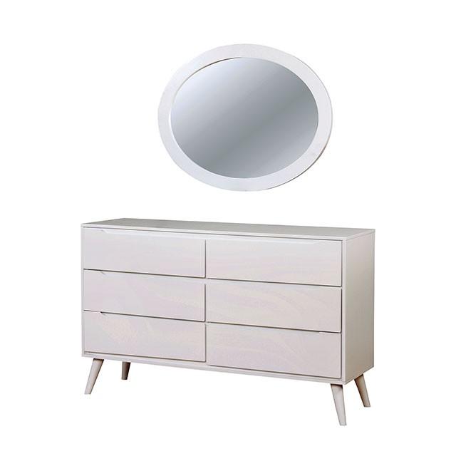 LENNART II White Oval Mirror - Furniture Center (NY)