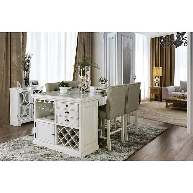 Sutton Antique White Counter Ht. Table - Furniture Center (NY)