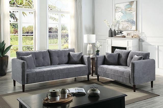 LYNDA Sofa w/ Pillows, Dark Gray - Furniture Center (NY)